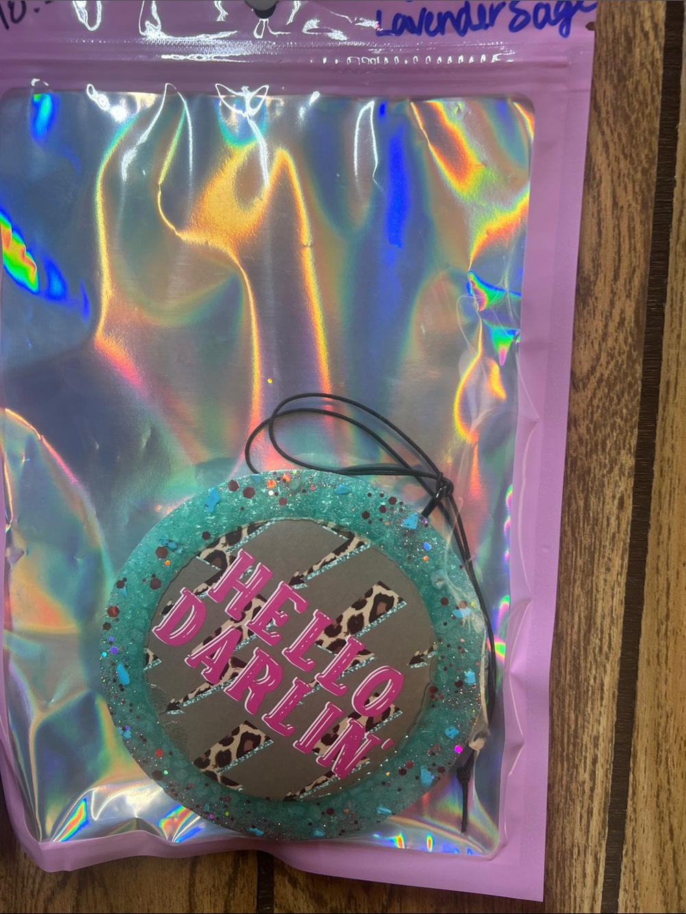 Source Unknown Teal & Pink Hello Darlin' Glitter Circle Bag Charm